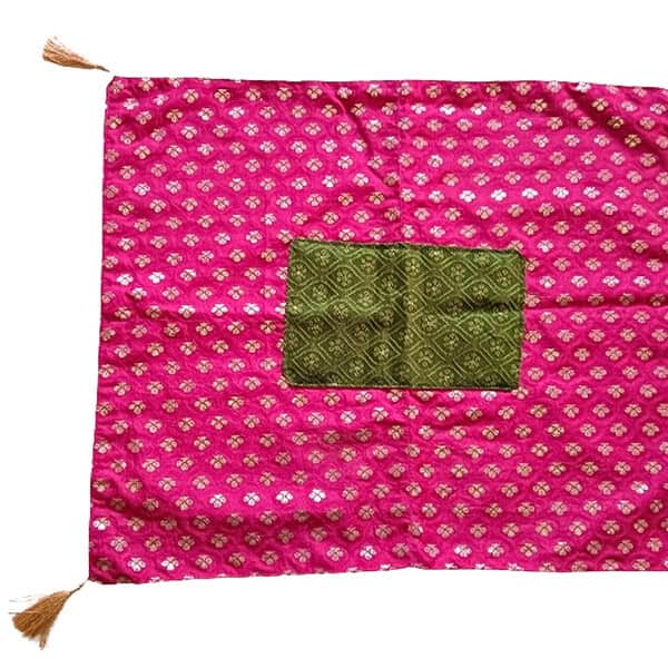 Designer Pooja Aasan | Rani Pink + Green Patch | Golden Gonde - Image 4