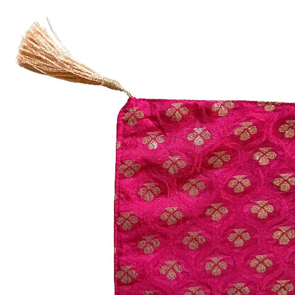 Designer Pooja Aasan | Rani Pink + Green Patch | Golden Gonde - Image 5