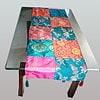 green Orange & pink patch work table runner