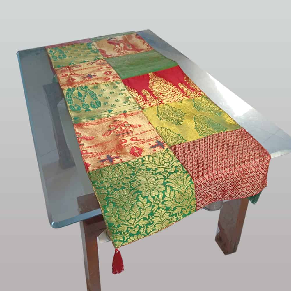 Green & red patch work table runner