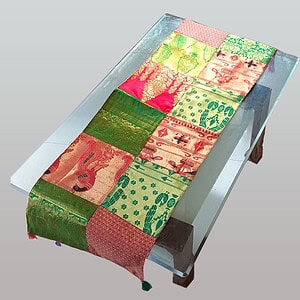 Green & red patch work table runner