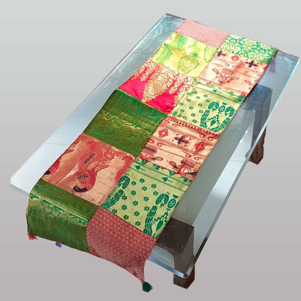 Green & red patch work table runner
