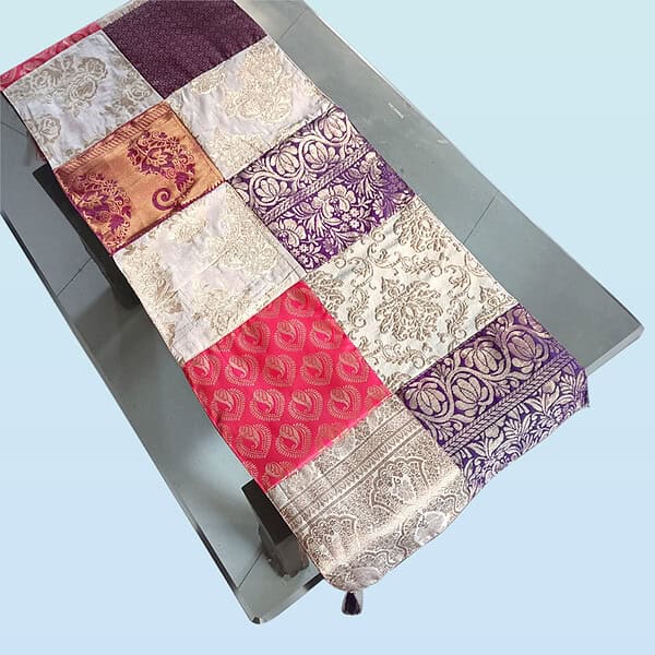 Off white patch work table runner