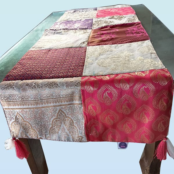 Off white patch work table runner