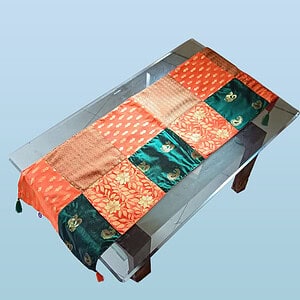 Orange patch work table runner