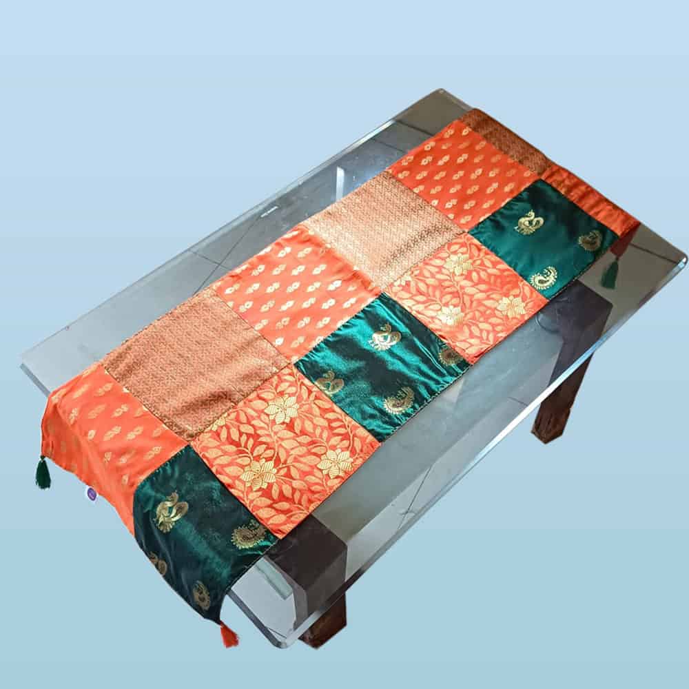 Orange patch work table runner