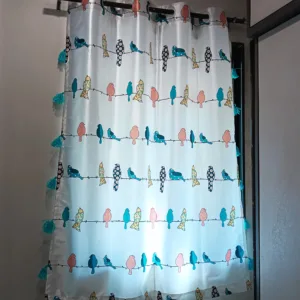 window curtain bird print