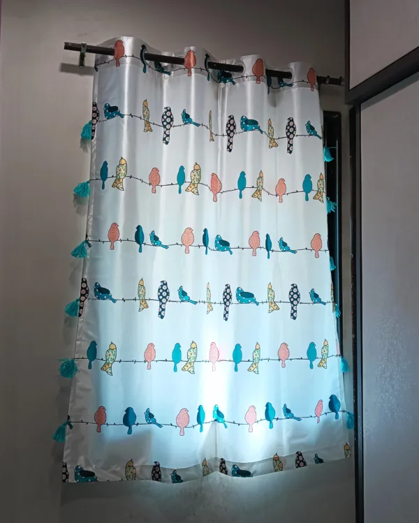 window curtain bird print